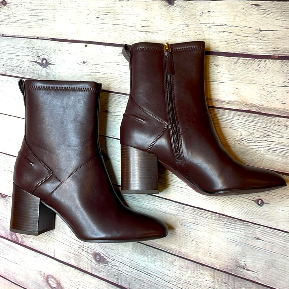 New Franco Sarto Talfer Brown Square Toe Boots
